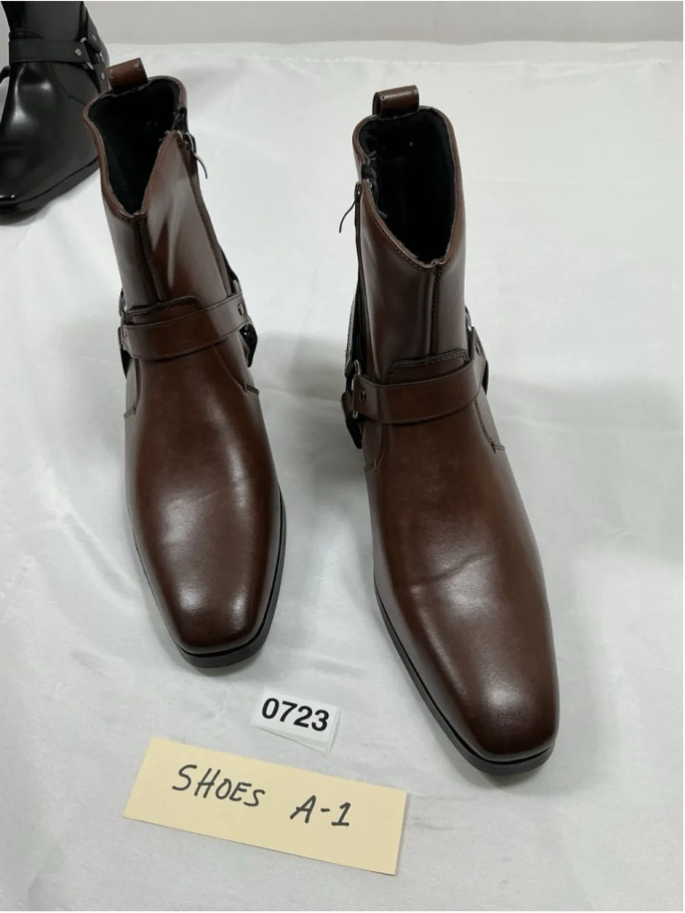 Mens New Dress Chukka Boots Eu 45 Us 12 Brown Block Heel Side Zip Buckle Accent